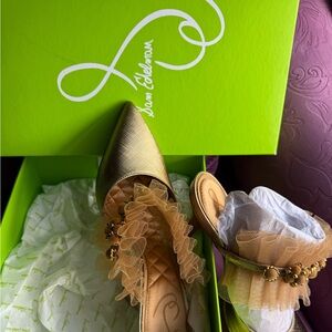 Sam Edelman Gold Heels with Ruffle Detail